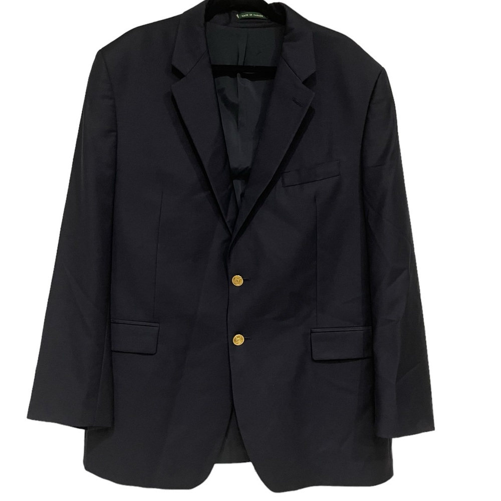 Lauren Ralph Lauren Navy Blue Two Gold Button Blazer 100% Wool 44R Read